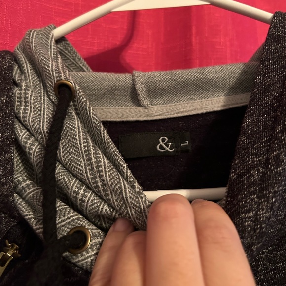 Dark Grey Double Hooded Sweatshirt - Picture 3 of 4